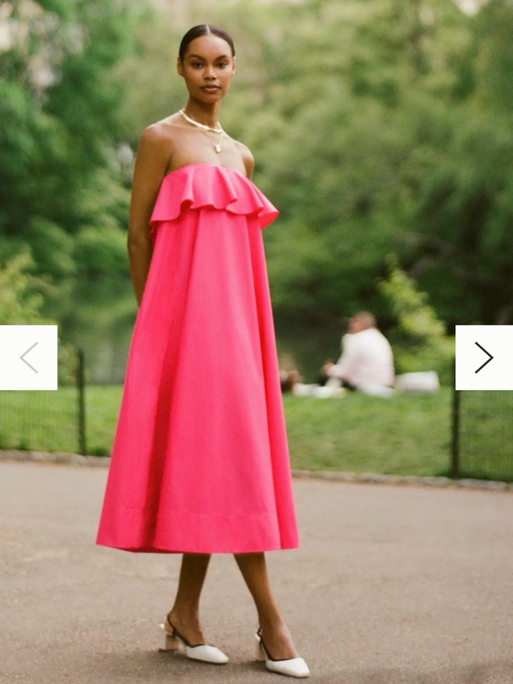 By Anthropologie Strapless Flounce A-Line Midi Dress